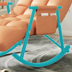 Glam Upholstered Tufted Recliner Rocking Chair with Faux Leather