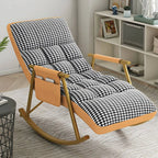 Glam Upholstered Tufted Recliner Rocking Chair with Faux Leather