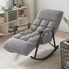 Glam Upholstered Tufted Recliner Rocking Chair with Faux Leather