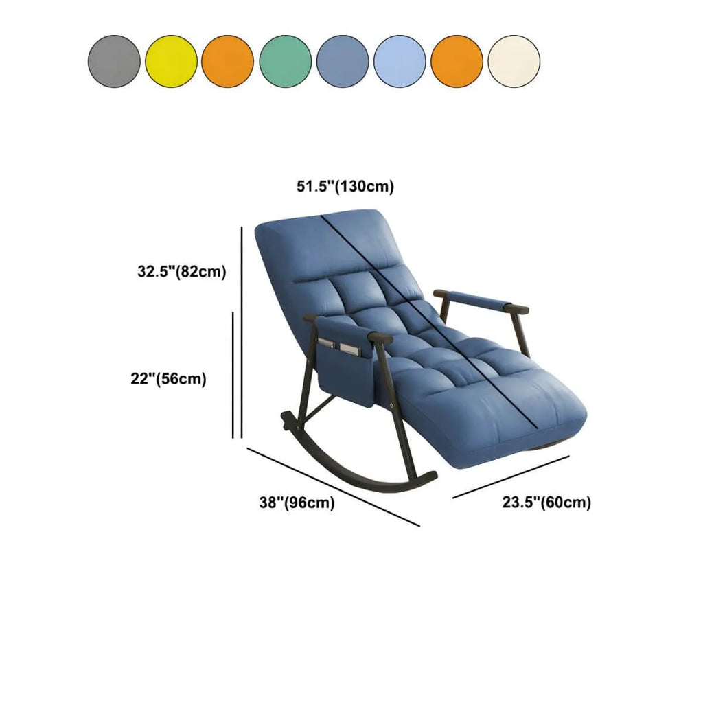 Glam Upholstered Tufted Recliner Rocking Chair with Faux Leather Dimensions
