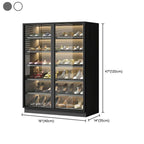 Glam White & Grey Shoe Cabinet with Glass Doors and LED Lighting Dimensions