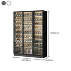 Glam White & Grey Shoe Cabinet with Glass Doors and LED Lighting Dimensions