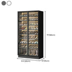 Glam White & Grey Shoe Cabinet with Glass Doors and LED Lighting Dimensions