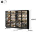 Glam White & Grey Shoe Cabinet with Glass Doors and LED Lighting Dimensions