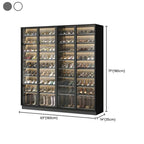 Glam White & Grey Shoe Cabinet with Glass Doors and LED Lighting Dimensions