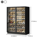 Glam White & Grey Shoe Cabinet with Glass Doors and LED Lighting Dimensions