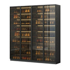 Glam White Shoe Cabinet with Frosted Glass Doors & LED Lighting