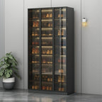 Glam White Shoe Cabinet with Frosted Glass Doors & LED Lighting