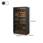 Glam White Shoe Cabinet with Frosted Glass Doors & LED Lighting Dimensions