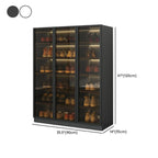 Glam White Shoe Cabinet with Frosted Glass Doors & LED Lighting Dimensions