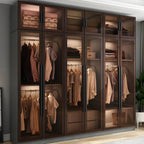 Glass Front Gray Wardrobe Armoire Series With Soft-Close Storage
