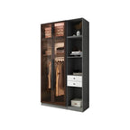 Glass Front Gray Wardrobe Armoire Series With Soft-Close Storage