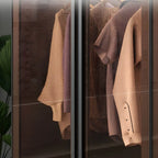 Glass Front Gray Wardrobe Armoire Series With Soft-Close Storage