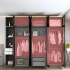 Glass Front Gray Wardrobe Armoire Series With Soft-Close Storage