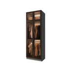 Glass Front Gray Wardrobe Armoire Series With Soft-Close Storage