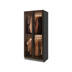 Glass Front Gray Wardrobe Armoire Series With Soft-Close Storage