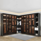 Glass Front Gray Wardrobe Armoire Series With Soft-Close Storage