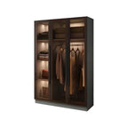 Glass Front Gray Wardrobe Armoire Series With Soft-Close Storage