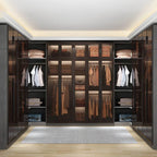 Glass Front Gray Wardrobe Armoire Series With Soft-Close Storage