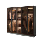 Glass Front Gray Wardrobe Armoire Series With Soft-Close Storage