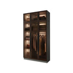 Glass Front Gray Wardrobe Armoire Series With Soft-Close Storage