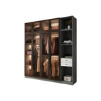 Glass Front Gray Wardrobe Armoire Series With Soft-Close Storage