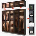 Glass Front Gray Wardrobe Armoire Series With Soft-Close Storage