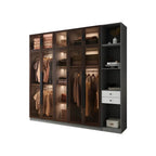 Glass Front Gray Wardrobe Armoire Series With Soft-Close Storage