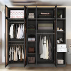 Glass Front Gray Wardrobe Armoire Series With Soft-Close Storage