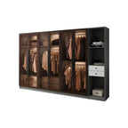 Glass Front Gray Wardrobe Armoire Series With Soft-Close Storage