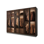 Glass Front Gray Wardrobe Armoire Series With Soft-Close Storage