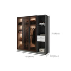 Glass Front Gray Wardrobe Armoire Series With Soft-Close Storage Dimensions