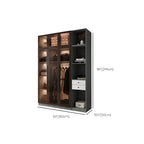 Glass Front Gray Wardrobe Armoire Series With Soft-Close Storage Dimensions