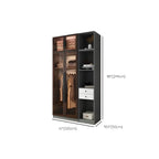 Glass Front Gray Wardrobe Armoire Series With Soft-Close Storage Dimensions