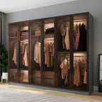 Glass Front Gray Wardrobe Armoire Series With Soft-Close Storage Main Product Image