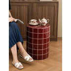 Glazed Ceramic Drum Side Table Series With Geometric and Openwork Forms Main Product Image