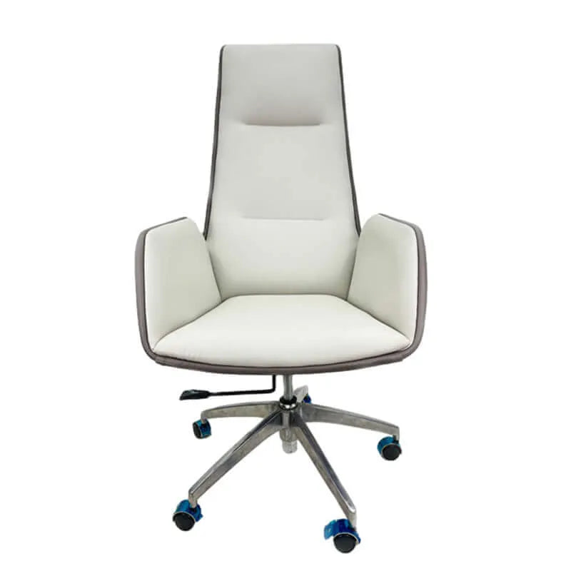 Glide High-Back Leather Office Chair with Dual-Tone Upholstery