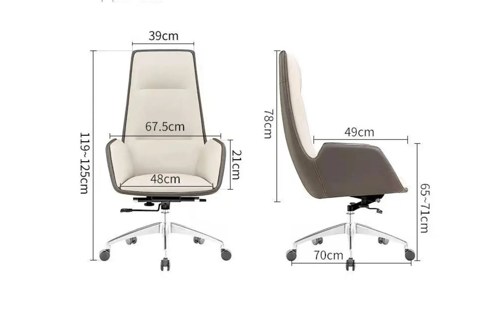 Glide High-Back Leather Office Chair with Dual-Tone Upholstery