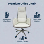 Glide High-Back Leather Office Chair with Dual-Tone Upholstery