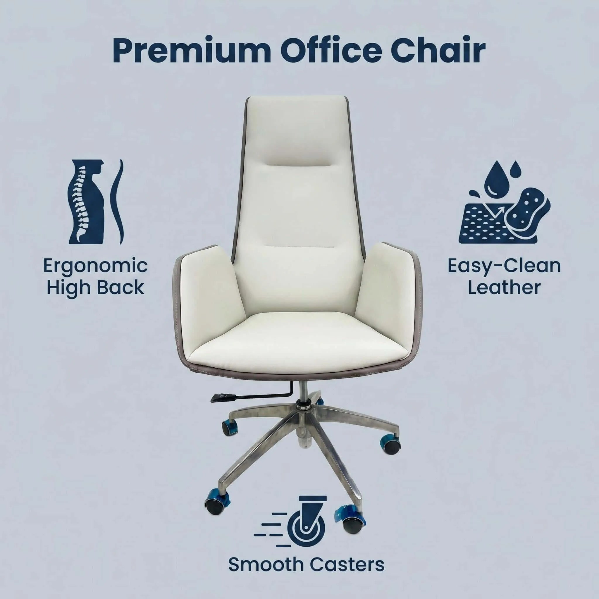 Glide High-Back Leather Office Chair with Dual-Tone Upholstery