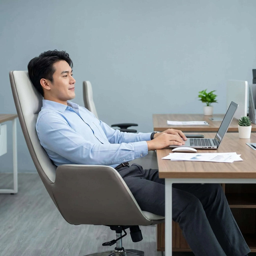 Glide High-Back Leather Office Chair with Dual-Tone Upholstery