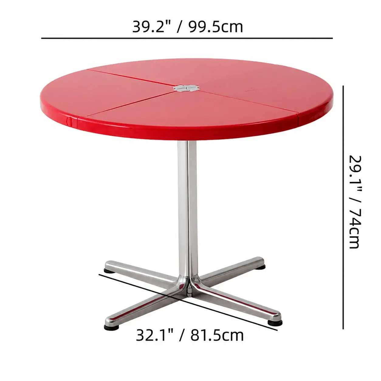 Glossy Red/Black/White/Blue Extendable Table With Hidden Casters and Sculptural Form Dimensions