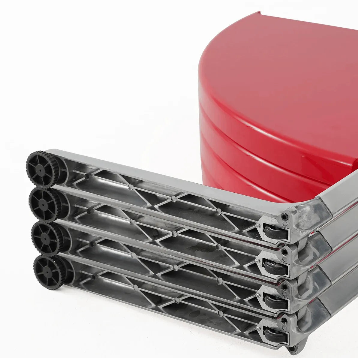 Glossy Red/Black/White/Blue Extendable Table With Hidden Casters and Sculptural Form