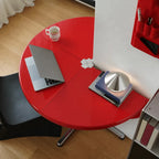 Glossy Red/Black/White/Blue Extendable Table With Hidden Casters and Sculptural Form