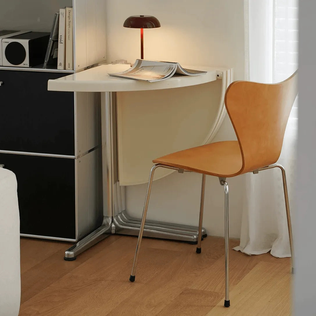 Glossy Red/Black/White/Blue Extendable Table With Hidden Casters and Sculptural Form