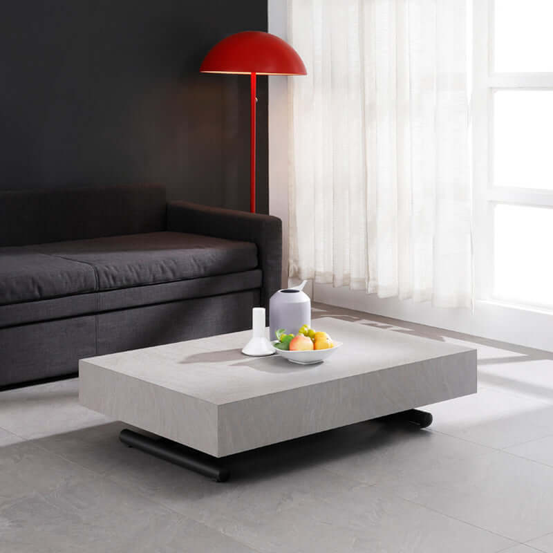 Glossy White Convertible Dining Table With Adjustable Height