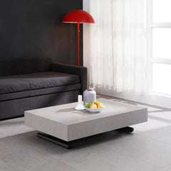 Glossy White Convertible Dining Table With Adjustable Height