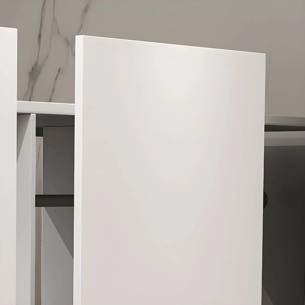 Glossy White Wall-Mounted Wardrobe System With Display Shelves