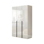 Glossy White Wall-Mounted Wardrobe System With Display Shelves
