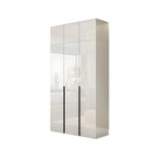 Glossy White Wall-Mounted Wardrobe System With Display Shelves